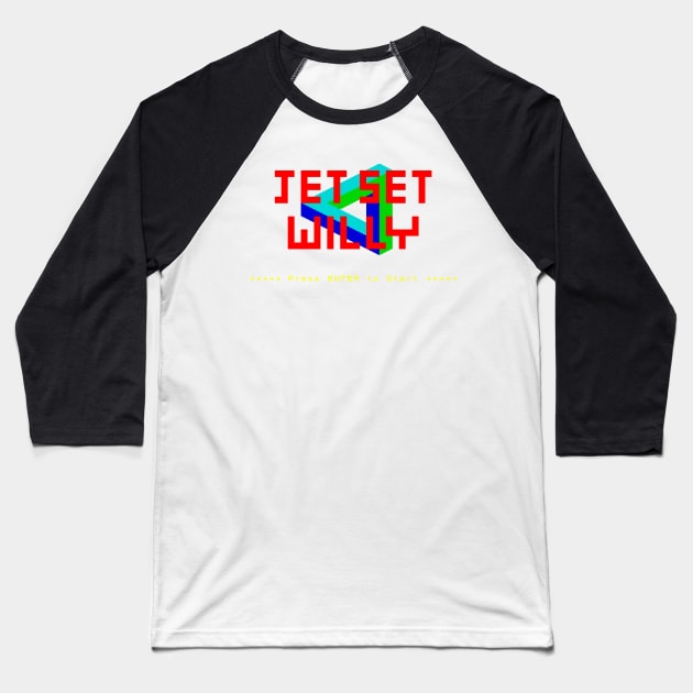 Jet Set Willy ZX Spectrum title Baseball T-Shirt by conform